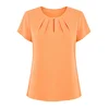 REGINA FASHION Bluza Short Sleeve Blouse with Pleated Neckline oranžna