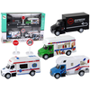 slomart Komplet 4 vozil LEAN TOYS (Kamper, Tovornjak, Rešilec, Prodajalna sladoleda) 1:87