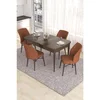 Hanah Home trpezarijski set Eva, sto na razvlačenje i 4 stolice, ploča u dekoru drveta Baroque, terakota tkanina Babyface