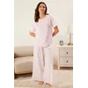 Trendyol Lilac Floral Jersey Knitted Pajamas Set