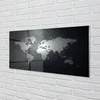 tulup.si Steklena slika Črno ozadje bela zemljevid 125x50 cm 4 obešalnika