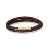 BOSS za moške. 1580670S Pletena usnjena zapestnica Double Braided brown (OSFA), Rjava, Priložnostno, Trak