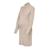 Only Maternity Pletena obleka svetlo rjava