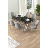 Hanah Home Set Trpezarijski sto i 6 stolica Lai, Sivo-crni