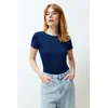 Trendyol Navy Blue Short Sleeve Elastic Snap Knitted Bodysuit