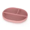PETITE&MARS Silikonski ovalni tanjur s odjeljcima i vakuumom 6 m+ Take&Match, Dusty Rose