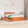 vidaXL Posteljni okvir s predali voščeno rjav 120x190 cm borovina