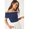 Bianco Lucci Ženska bluza na kratake rukave 60284012, Brod izrez, Tamnoplava