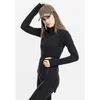 Womens sports hooded sweatshirt with Interlock zipper, black