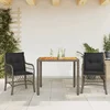 3-dijelni bistro set od poliratana s jastucima sivi