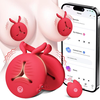 SuperLove 3 Motors Vibrating Silicone Nipple Clamps with Remote & App Red