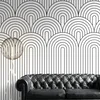 Samolepilna tapeta črnobeli vzorec mavrice Mid-Century - 343x231