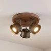 Lindby stropni reflektor Rubinjo, O 31 cm, 3-svetlobni, les, GU10 - Dnevna soba/jedilnica - Vintage - rjava, črna - Kovina