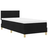 Vidaxl LED Box Spring Postelja z LED trakami Črna 90 x 190 cm blago