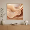 WallXpert uramljena slika na platnu Cc-K-Ah-1017, apstraktni talasi u breskva i bež tonovima, 80 x 80 cm
