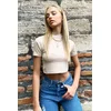 Trend Alacati Stili Ženska bluza kratkih rukava ALC-X10769, Rolka, Bež