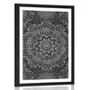 Plakat s paspartujem Mandala z abstraktnim vzorcem v črnobeli varianti - 60x90 no frame