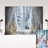 Nikcorp Fotografsko ozadje Studio Praznična zimska pokrajina Zimski sneg, mat brez odsevov 3 x 2 m (š x v) brezšivno bela zasnežena drevesa za foto studio, portrete, otroke