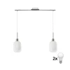 LED luster na sajli HARMA 2xE27/60W/230V mat hrom/bela