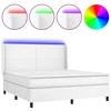 Vidaxl Box spring postelja z vzmetnico LED bela 180x200cm umetno usnje