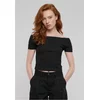 Womens Organic Off Shoulder Rib T-Shirt - Black