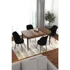 Hanah Home trpezarijski set Kor, sto na razvlačenje i 4 stolice, ploča u dekoru drveta Baroque, crna tkanina Jerry