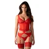 Obsessive Cupide Desir Corset & Thong Red S/M