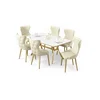 HANAH HOME Rasklopivi trpezarijski sto i stolice (7 delova) Esla White Marble Gold Cream