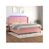 Den Box spring postelja z vzmetnico LED roza 200x200 cm žamet