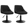 Vidaxl Vrtljiv jedilni stol 2 kosa črn žamet