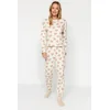 Trendyol Cream 100% Cotton T-shirt-Jogger Knitted Pajamas Set