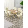 HANAH HOME Rastegljivi trpezarijski sto i stolice (7 delova) Esla Hrast Gold Cream