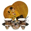 Komplet porcelanastih skodelic s sladkornico in smetano Klimt Poljub