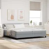 Vidaxl Postelja z vzmetnico z vzglavjem Svetlo siva 200 x 200 cm blago