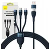 BASEUS Flash Series 2 3v1 USB kabel, USB-C + micro USB + Lightning, 100W, 1,2 m (moder)