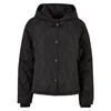 Womens Oversized Diamond Quilted Hooded Jacket Black
