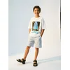Sinsay - Pamučna oversize majica s printom Jaws - belo