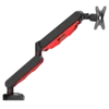 Gaming desk mount for single monitor with height adjustable gas spring. Deskmount with clamp or grommet. Monitor up to 9kg, VESA 75x75 or 100x100mmUSB ports (1x power only, 1x loop through USB) Red light effect in base