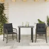3-dijelni bistro set od poliratana s jastucima sivi