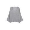 Trendyol Curve Gray V-Neck Ribbed Knitwear Sweater