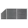 Set WPC ograda 2 kvadratne + 1 kosa 446 x 186 cm sivi