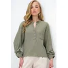 Trend Alacati Stili Ženska bluza dugih rukava Alc-X13877, V-izrez, Zelena