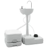 Kamperski WC set 2 pcs Siva i bijela Polietilen Visoke Gustoće