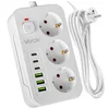 Vayox VA0468W-2 podaljšek 3 vtičnice 10A 3x USB-A 3x USB-C 2.1A stikalo 2m bel