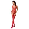 Passion Bodystocking BS051 rdeče mrežasto perilo z odprtim mednožjem