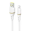 DUDAO Kabel USB-A – iPhone Lightning v silikonski opletki, 30 W, 1 m – bel
