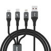 DUDAO 3v1 kabel 60W USB-A - MicroUSB USB-C iPhone Lightning 1,2 m - črn