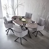 Homestyle4U Jedilna miza in stolni komplet, ovalna, 200x95x76 cm, rjava, siva, črna