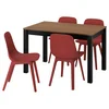 ALHULT / ODGER Sto i 4 stolice, crno/smeđe/crvena, 120/170x80 cm