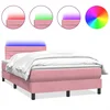Vidaxl Box spring postelja z vzmetnico LED Pink 120x220 cm Velvet